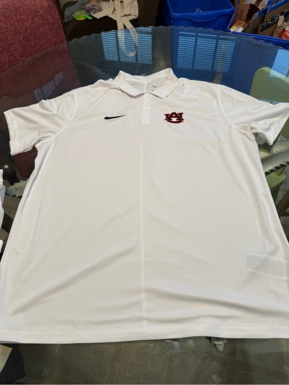 Nike White Polo with Auburn AU Embroidered Logo